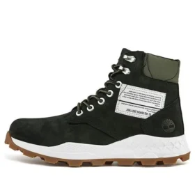 6 Inch Brooklyn Side Zip Wide Fit Boots “Black Nubuck with Green Padded Collar”