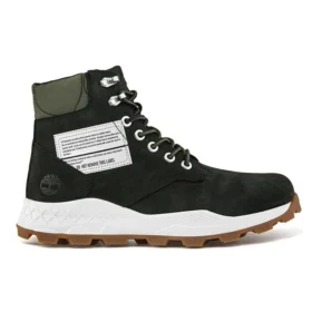 6 Inch Brooklyn Side Zip Wide Fit Boots “Black Nubuck with Green Padded Collar”