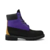 6 Inch Premium Waterproof Wide Fit Boot “Black Nubuck with Purple”