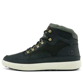 Ashwood Park Mid Leather and Fabric Hiker Boots “Black”