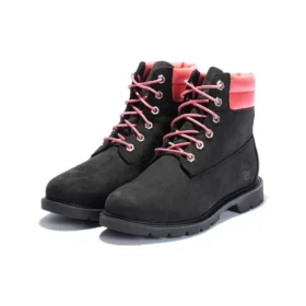 Linden Woods 6 Inch Waterproof Boots “Black Nubuck with Pink”