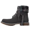 Lindon Woods 6 Inch Waterproof Boot “Dark Grey Nubuck and Black Printed Collar”