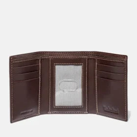 Men’s Smooth Leather Trifold Wallet in Brown