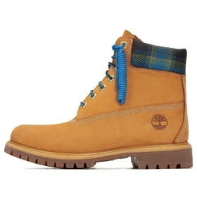 Premium 6 Inch Boots “Wheat with Blue Tartan Collar”