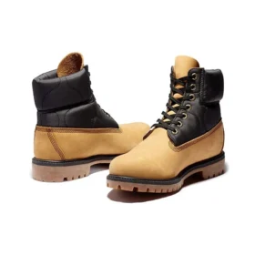 Premium 6 Inch Leather and Fabric Boots “Wheat Nubuck with Black”