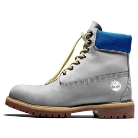 Premium 6 Inch Waterproof Boots “Grey with Blue Collar”