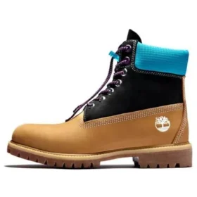 Premium 6 Inch Waterproof Boots “Wheat Nubuck with Black and Blue Collar”