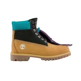 Premium 6 Inch Waterproof Boots “Wheat Nubuck with Black and Blue Collar”