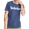 Timberland Casual Round Neck Printing Short Sleeve Blue