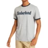 Timberland Colorblock Collar Logo Printing Short Sleeve Gray