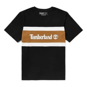 Timberland Contrast Color Stitching Color Block Short Sleeve Black