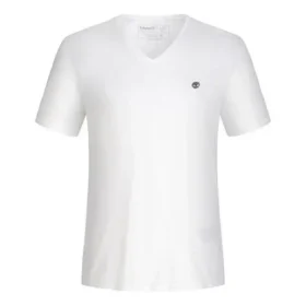 Timberland Embroidered Logo V neck Short Sleeve White