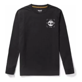 Timberland Logo Printing Round Neck Long Sleeves Black